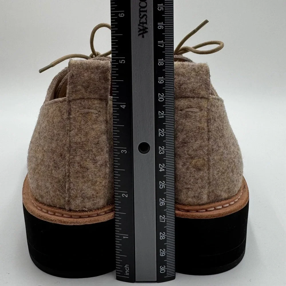 Eileen Fisher Nims Felt Platform Oxford Shoes Minimalist Womens 9.5 Barley Tan